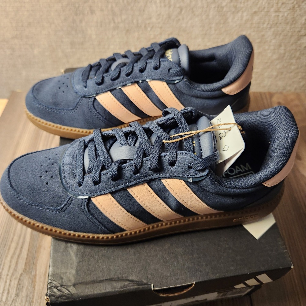 Adidas VL Court 3.0 Sneakers Womens S5  Navy Pink New Suede Gum Sole